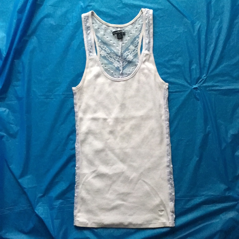 AEO Pretty pastel light lavender tank top with lace detail- S/P - Picture 2 of 9